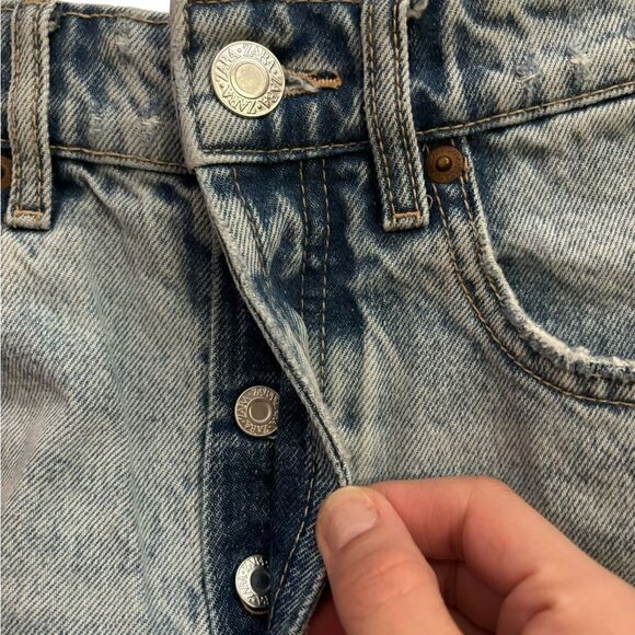 Zara Cut Off Button Fly High Rise Denim Shorts Size 4 - Picture 2 of 6